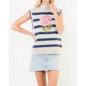 NEW THML pretty in pink sleeveless knit sweater in cream